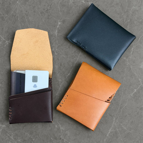 Personalized Vegtanned Leather Slim Minimalist Card Holder – Handmade in USA