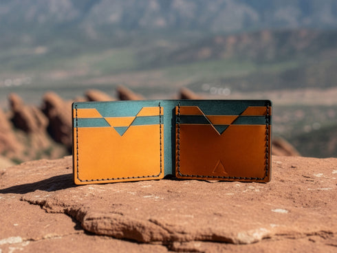 Personalized Leather Wallet - Full Grain Veg Tan Bifold - Handmade in USA