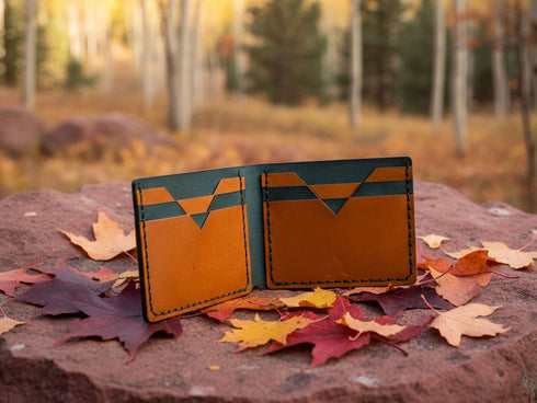 Personalized Leather Wallet - Full Grain Veg Tan Bifold - Handmade in USA