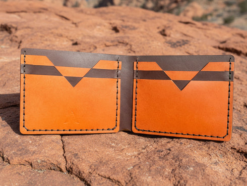 Personalized Leather Wallet - Full Grain Veg Tan Bifold - Handmade in USA