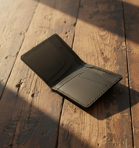 Italian Veg-Tanned Calf Leather Horizontal Bifold Wallet