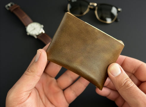 Personalized Origami Leather Wallet: Handmade Minimalist Card Holder