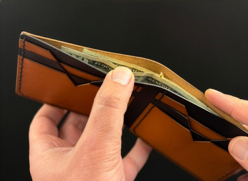 Personalized Leather Wallet - Full Grain Veg Tan Bifold - Handmade in USA