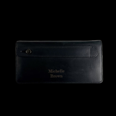 Personalized Leather Large Capacity Wallet with Phone Holder with Handle Strap And Magnet Closure