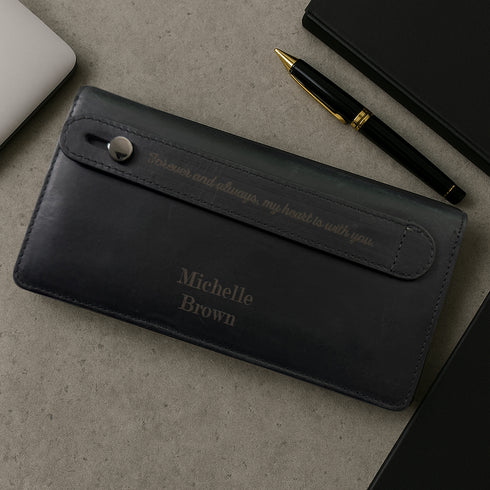 Personalized Leather Large Capacity Wallet with Phone Holder with Handle Strap And Magnet Closure